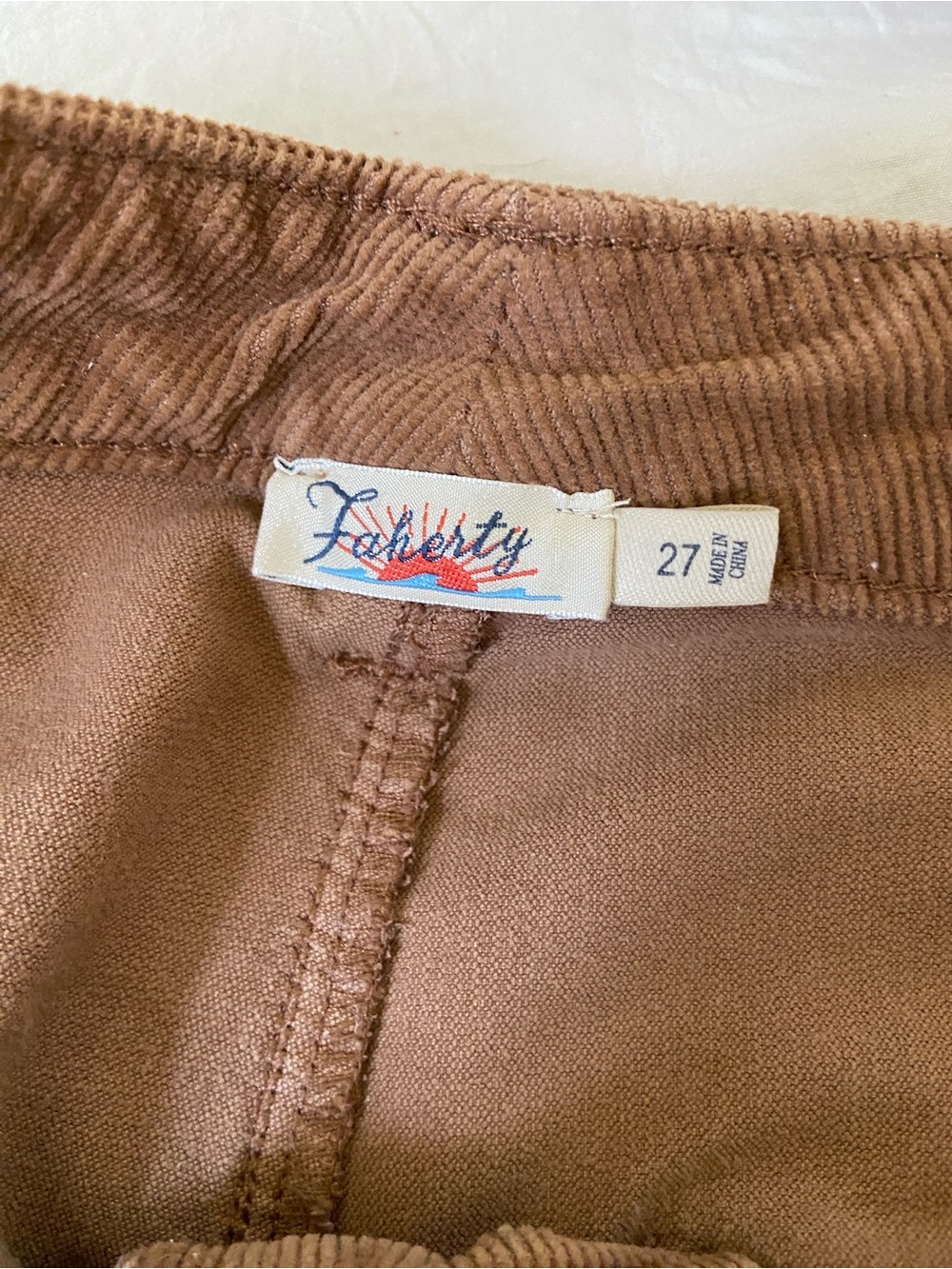 Faherty Brown Wide-Leg Corduroy Jeans - Picture 2 of 3